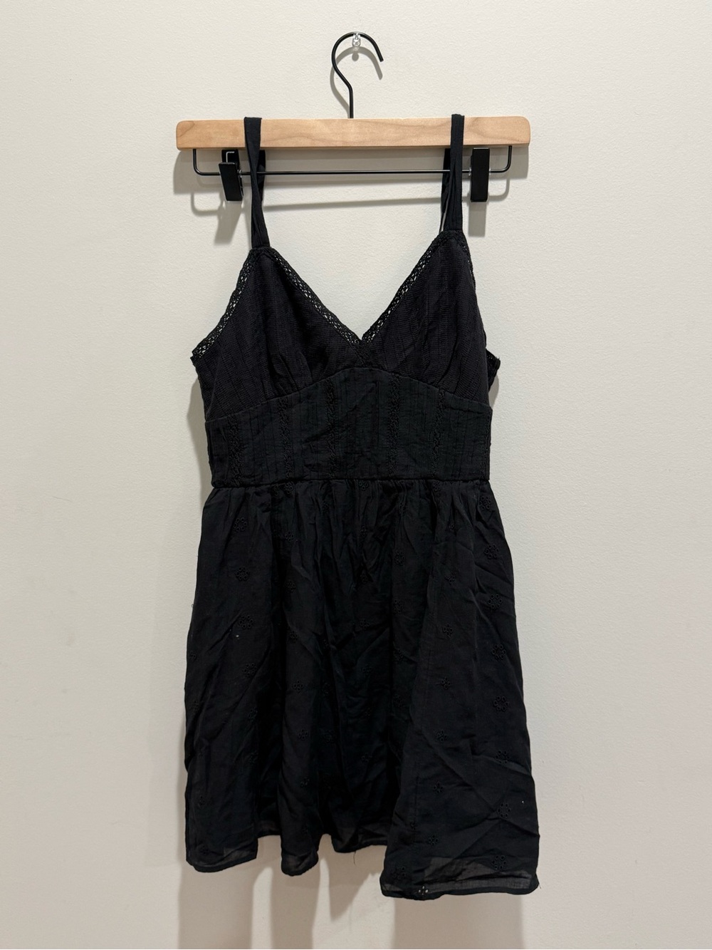 American Eagle Outfitters Black Lace Trim Mini Dress
